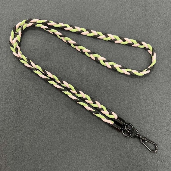 Плетений шнурок (5мм) 120см Black / Green / Powder