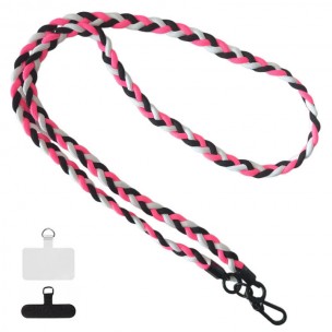 Плетенный шнурок (5мм) 120см Black / Pink / White