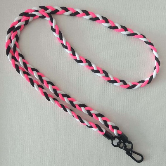 Плетений шнурок (5мм) 120см Black / Pink / White