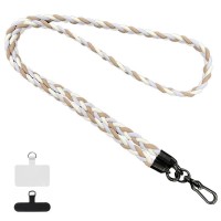 Плетений шнурок (5мм) 120см Camel / Purple / White