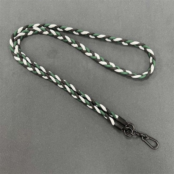 Плетений шнурок (5мм) 120см Dark Green / Black / White