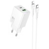 СЗУ Hoco N71 Nuevo PD30W+QC3.0 (1USB-A/1C) + кабель Type-C to Lightning White