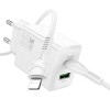 СЗУ Hoco N71 Nuevo PD30W+QC3.0 (1USB-A/1C) + кабель Type-C to Lightning White