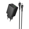 МЗП Hoco N71 Nuevo PD30W+QC3.0 (1USB-A/1C) + кабель Type-C to Lightning Black