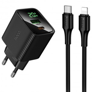 МЗП Hoco CS83A Excellent with digital display PD20W+QC3.0 (1USB-A/1C) + кабель Type-C to Lightning Black