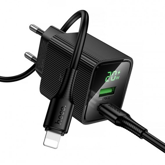МЗП Hoco CS83A Excellent with digital display PD20W+QC3.0 (1USB-A/1C) + кабель Type-C to Lightning Black