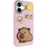 Чехол TPU Leather Toys для Apple iPhone 17 (6.3 дюйма) Capybara / Pink Чехол TPU Leather Toys для Apple iPhone 17 (6.3 дюйма) Capybara / Pink