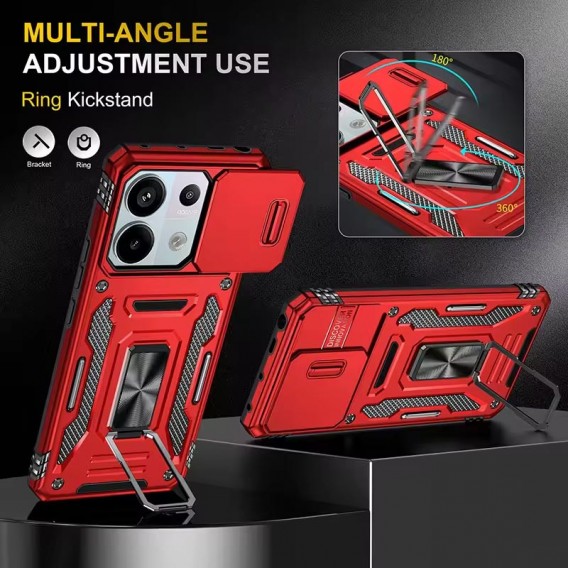 Ударопрочный чехол Camshield Army Ring для Xiaomi Poco X6 Pro Красный / Red