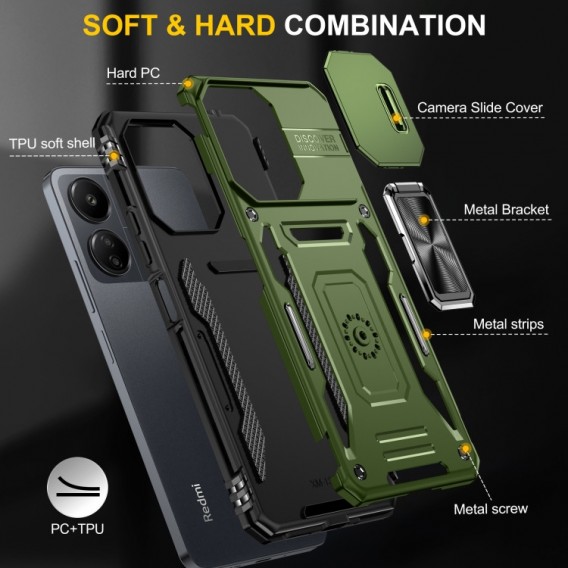 Ударостійкий чохол Camshield Army Ring для Xiaomi Poco X6 Pro Оливковий / Army Green