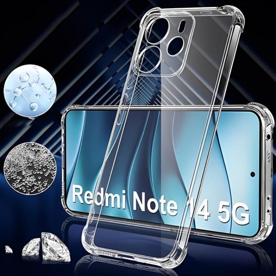 TPU чехол GETMAN Ease logo усиленные углы Full Camera для Xiaomi Redmi Note 14 5G Бесцветный (прозрачный)