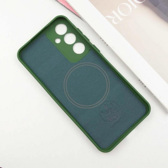 Чехол Silicone Cover Lakshmi Full Camera (AA) with MagFit для Samsung Galaxy S24 FE Зеленый / Dark green