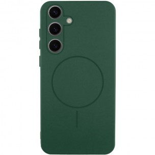 Чехол Silicone Cover Lakshmi Full Camera (AA) with MagFit для Samsung Galaxy S25+ Зеленый / Dark green