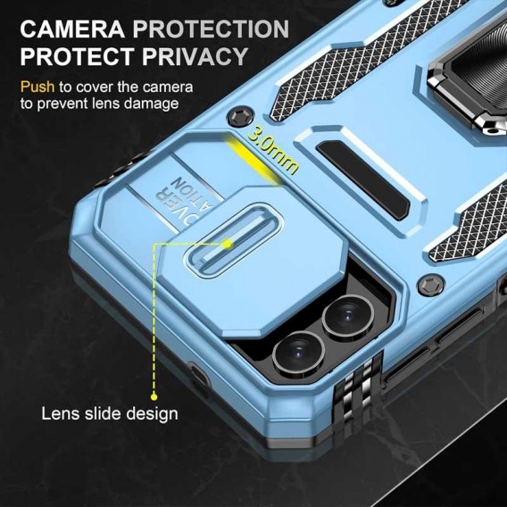 Ударопрочный чехол Camshield Army Ring для Samsung Galaxy A07 Голубой / Light Blue