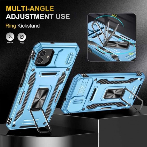 Ударопрочный чехол Camshield Army Ring для Samsung Galaxy A07 Голубой / Light Blue