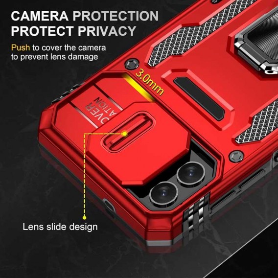 Ударопрочный чехол Camshield Army Ring для Samsung Galaxy A07 Красный / Red