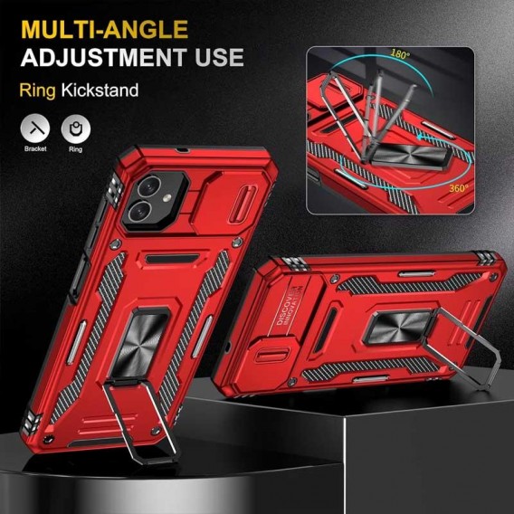 Ударопрочный чехол Camshield Army Ring для Samsung Galaxy A07 Красный / Red