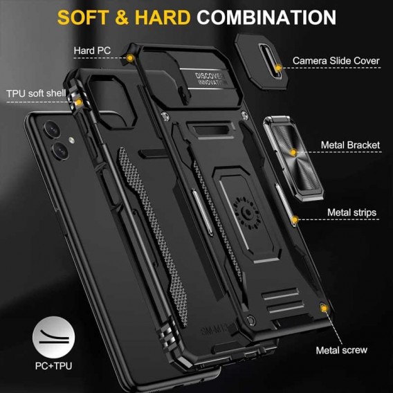 Ударостійкий чохол Camshield Army Ring для Samsung Galaxy A07 Чорний / Black