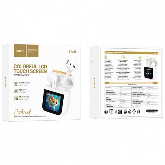 Беспроводные TWS наушники Hoco EW86 Cat White