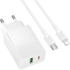 МЗП Borofone BAS76A Source PD30W+QC3.0 (1USB-A/1C) + кабель Type-C to Lightning White