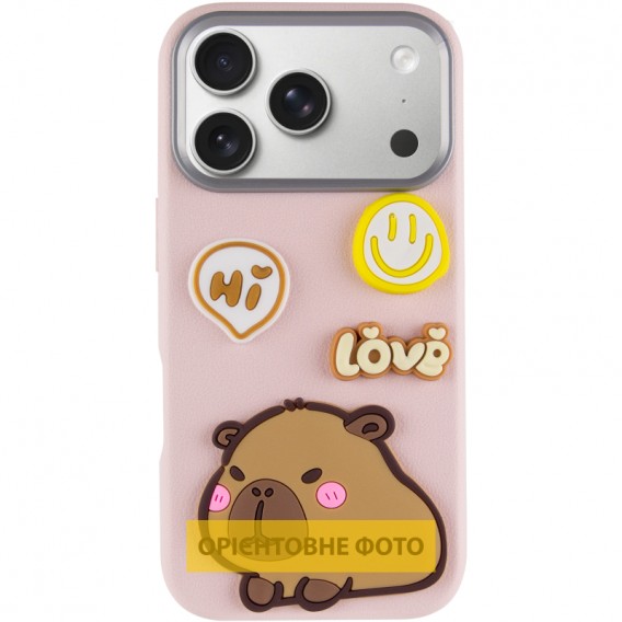 Чехол TPU Leather Toys для Apple iPhone 17 Pro (6.3 дюйма) Capybara / Pink Чехол TPU Leather Toys для Apple iPhone 17 Pro (6.3 дюйма) Capybara / Pink