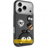 Чехол для iPhone 18 Pro Max / 17 Pro Max TPU Leather Toys Monster, TPU и искусственная кожа, черный