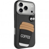Чехол для iPhone 18 Pro Max / 17 Pro Max TPU Leather Toys Coffee, TPU и искусственная кожа, черный
