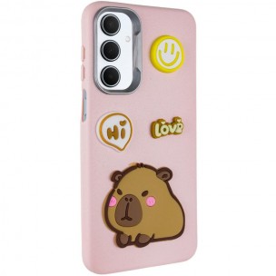 Чехол TPU Leather Toys для Samsung Galaxy S24 FE Capybara / Pink