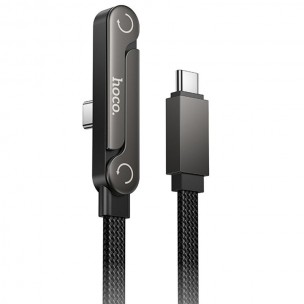 Дата кабель Hoco U150 Exquisite side plug and stand Type-C to Type-C 60W (1.2m) Black