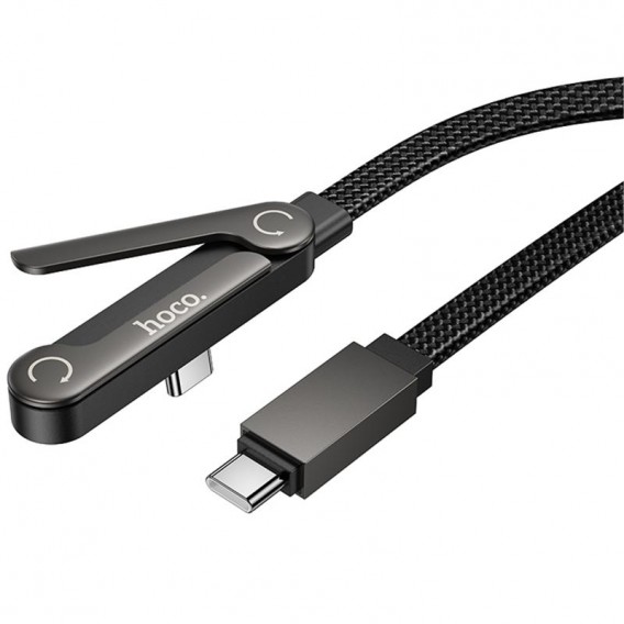 Дата кабель Hoco U150 Exquisite side plug and stand Type-C to Type-C 60W (1.2m) Black