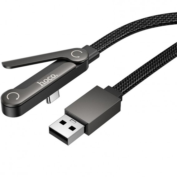 Дата кабель Hoco U150 Exquisite side plug and stand USB to Type-C 36W (1.2m) Black