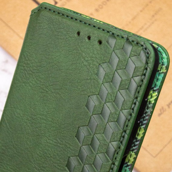 Кожаный чехол-книжка GETMAN Cubic (PU) для Samsung Galaxy S24 Зеленый
