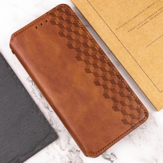 Кожаный чехол-книжка GETMAN Cubic (PU) для Samsung Galaxy S24 Коричневый