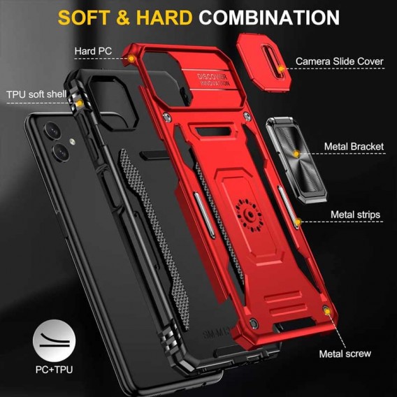 Ударопрочный чехол Camshield Army Ring для Samsung Galaxy A05 Красный / Red