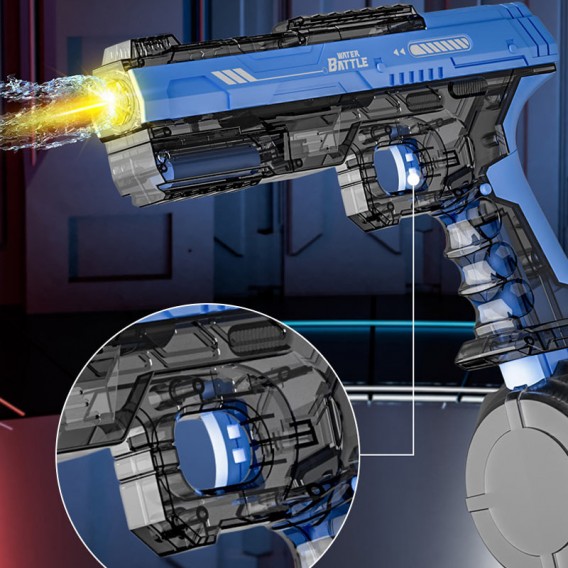 Водяний акумуляторний пістолет Water Gun 66-35 (500ml) with lithium battery Transparent blue