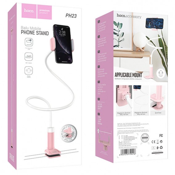Тримач настільний Hoco PH23 Balu 4.5-6.5" Pink white