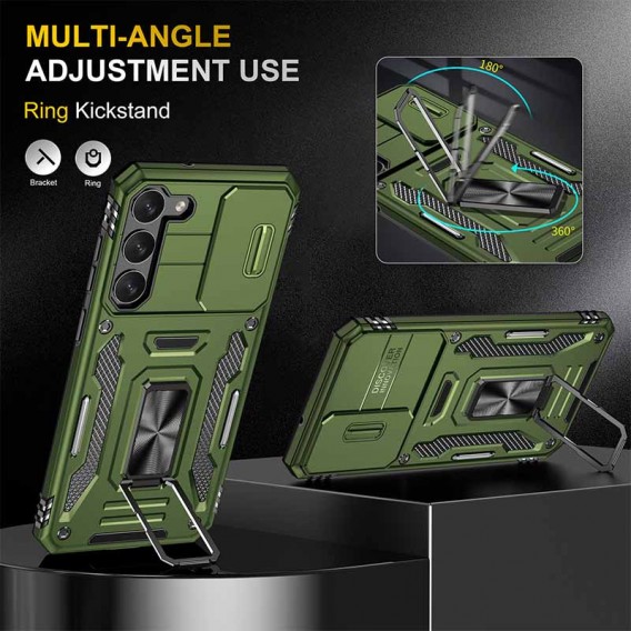 Ударопрочный чехол Camshield Army Ring для Samsung Galaxy S21 FE Оливковый / Army Green