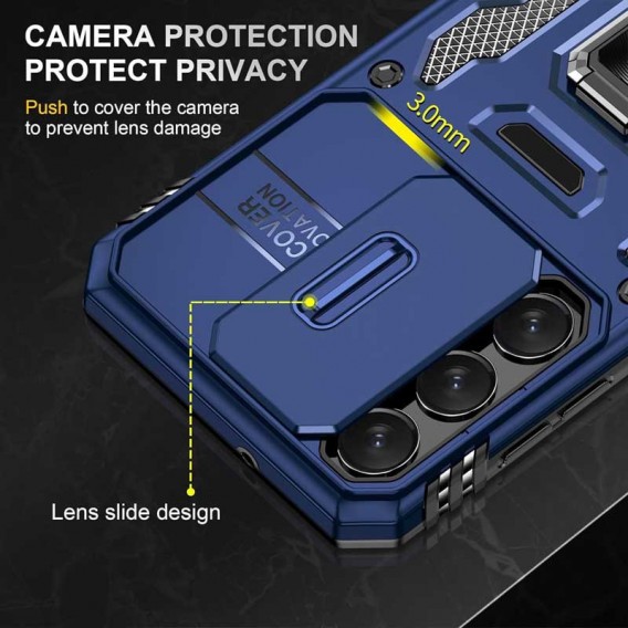 Ударостійкий чохол Camshield Army Ring для Samsung Galaxy S21 FE Синій / Navy