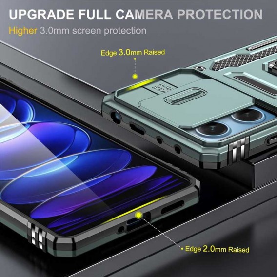 Ударопрочный чехол Camshield Army Ring для Xiaomi Redmi 12 / Poco M6 Pro 5G Зеленый / Light Green