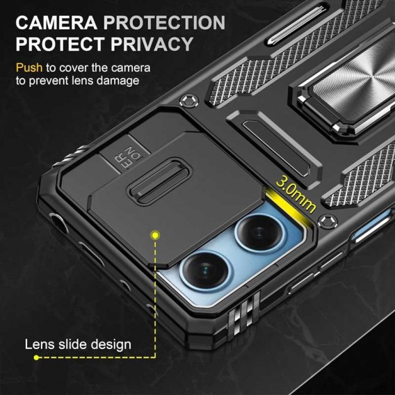 Ударостійкий чохол Camshield Army Ring для Xiaomi Redmi 12 / Poco M6 Pro 5G Чорний / Black Ударостійкий чохол Camshield Army Ring для Xiaomi Redmi 12 / Poco M6 Pro 5G Чорний / Black