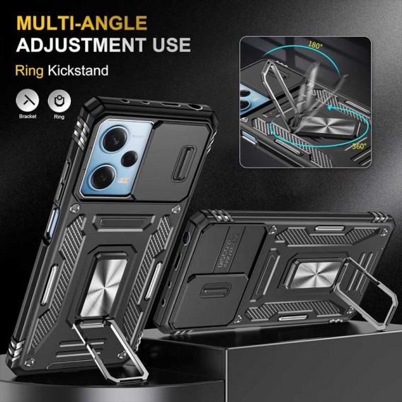 Ударостійкий чохол Camshield Army Ring для Xiaomi Redmi 12 / Poco M6 Pro 5G Чорний / Black Ударостійкий чохол Camshield Army Ring для Xiaomi Redmi 12 / Poco M6 Pro 5G Чорний / Black