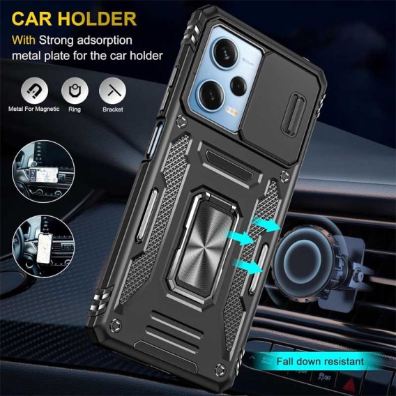 Ударостійкий чохол Camshield Army Ring для Xiaomi Redmi 12 / Poco M6 Pro 5G Чорний / Black Ударостійкий чохол Camshield Army Ring для Xiaomi Redmi 12 / Poco M6 Pro 5G Чорний / Black