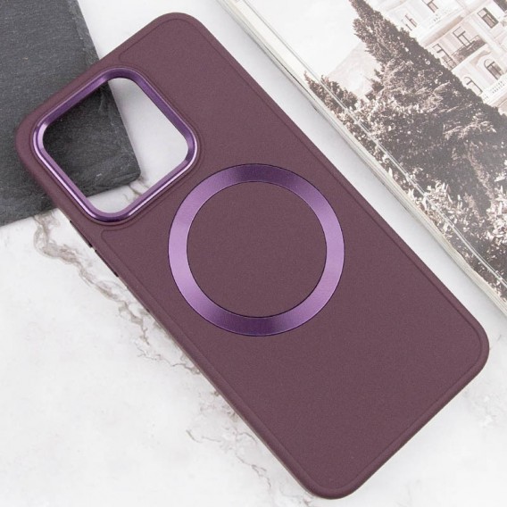 TPU чехол Bonbon Metal Style with MagSafe для Xiaomi Redmi Note 13 4G Бордовый / Plum