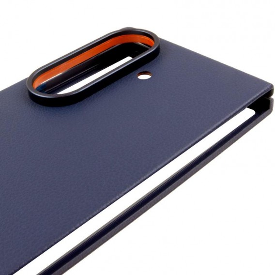 Кожаный чехол Leather Case (AAA) для Samsung Galaxy Z Fold6 Navy