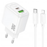 МЗП Hoco CS55A Surplus PD30W+QC3.0 (1USB-A/1C) + кабель Type-C to Lightning White МЗП Hoco CS55A Surplus PD30W+QC3.0 (1USB-A/1C) + кабель Type-C to Lightning White