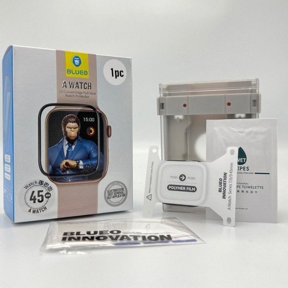 Полімерна 3D плівка Blueo High-Molecule для Apple Watch 7/8/9 45mm (+ аплікатор) Чорний