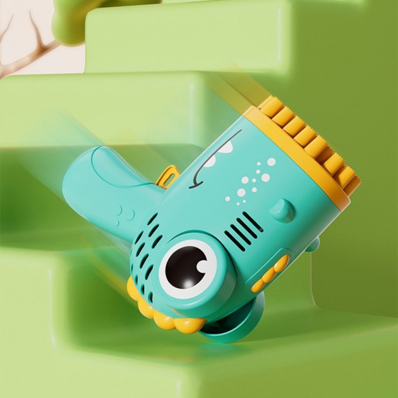 Пістолет для мильних бульбашок Dinosaur Bubble Gun з насадкою на 40 отворів 50ml Green