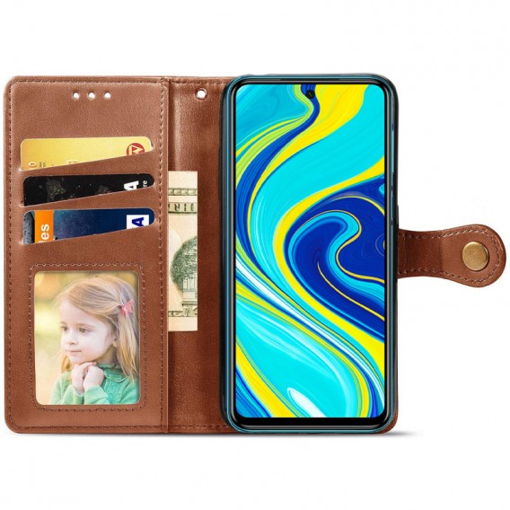 Шкіряний чохол-книжка GETMAN Gallant (PU) для Xiaomi Redmi Note 9s / Note 9 Pro / Note 9 Pro Max Коричневий