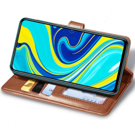 Шкіряний чохол-книжка GETMAN Gallant (PU) для Xiaomi Redmi Note 9s / Note 9 Pro / Note 9 Pro Max Коричневий