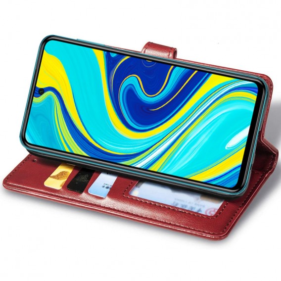 Шкіряний чохол-книжка GETMAN Gallant (PU) для Xiaomi Redmi Note 9s / Note 9 Pro / Note 9 Pro Max Червоний