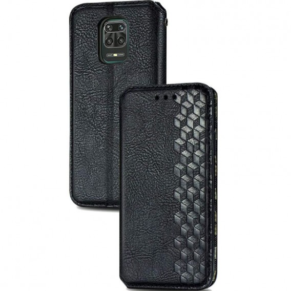 Кожаный чехол-книжка GETMAN Cubic (PU) для Xiaomi Redmi Note 9s / Note 9 Pro / Note 9 Pro Max Черный